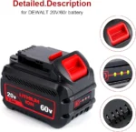 Tueddur 60V 20V 7.5A Lithium-ion Battery for Dewalt 20V 60V Battery,Replace for Dewalt Battery DCB606 DCB612 DCB606-2 DCB206 DCB204 DCB205 DCB200 DCB201 DCB203 DCB609 DCB609-2 DCB181-XJ DCB181 DCB180 - Image 2