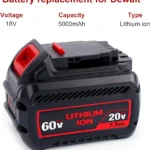 Tueddur 60V 20V 7.5A Lithium-ion Battery for Dewalt 20V 60V Battery,Replace for Dewalt Battery DCB606 DCB612 DCB606-2 DCB206 DCB204 DCB205 DCB200 DCB201 DCB203 DCB609 DCB609-2 DCB181-XJ DCB181 DCB180